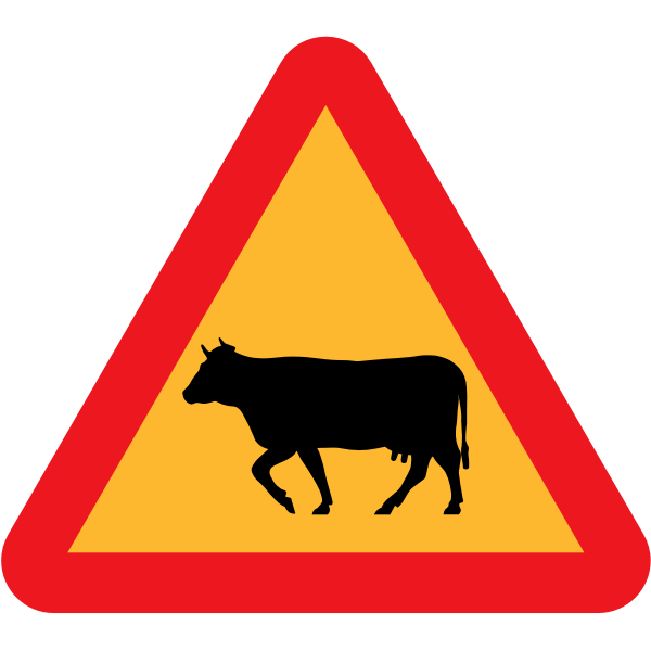 SVG Cattle on the road vector road sign
