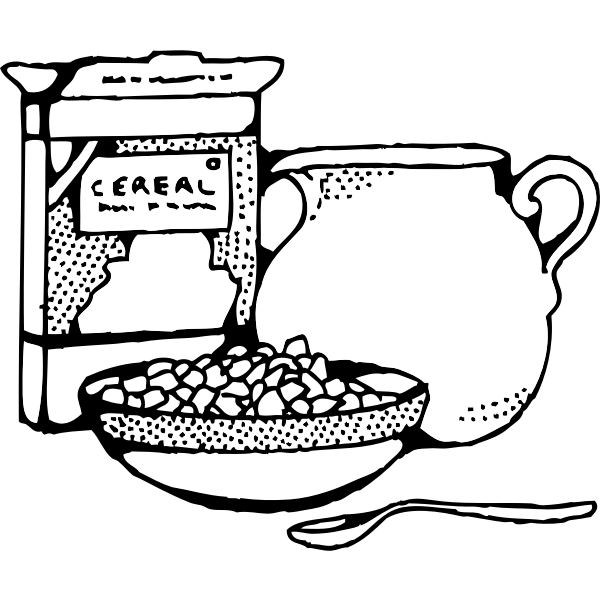 SVG Cereal box and pot of milk vector art