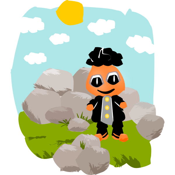 SVG Character between rocks