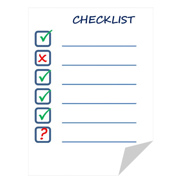 SVG Checklist on paper sheet