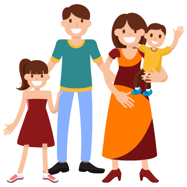 SVG Cheerful family saying goodbye