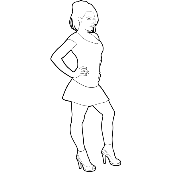 SVG Cheerful girl outline vector image