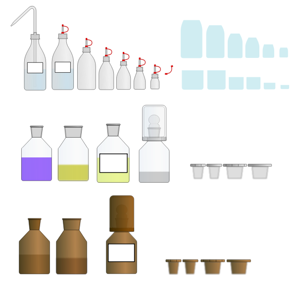 SVG Chemistry laboratory glass  plastic bottles and lids