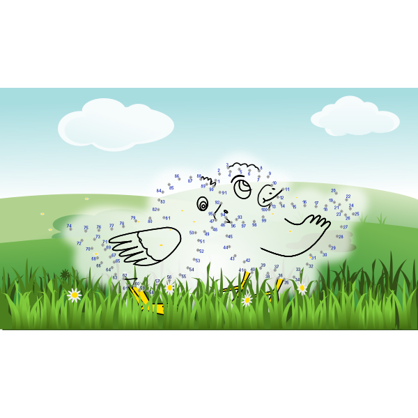 SVG Chicken connect the dots vector drawing