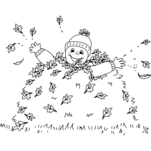 SVG Child in leaves drawing