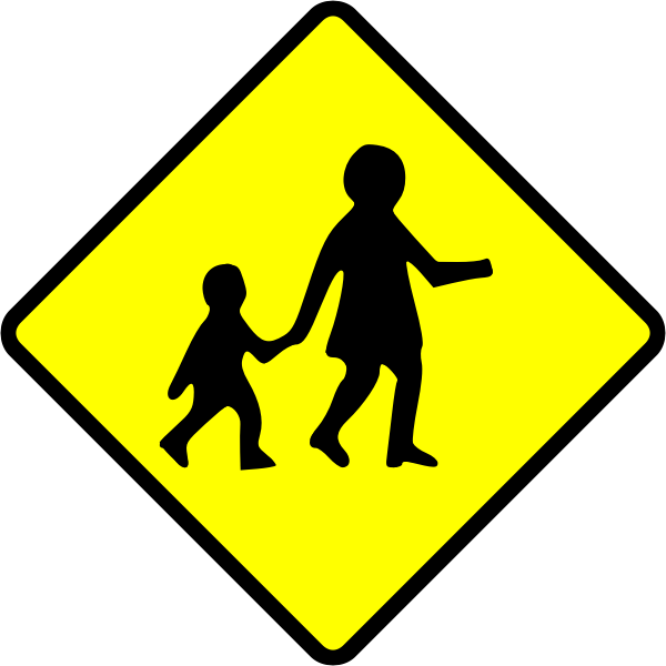 SVG Children crossing caution sign vector image