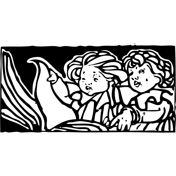 SVG Children reading vector illustration