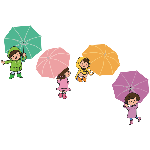 SVG Children with umbrellas image