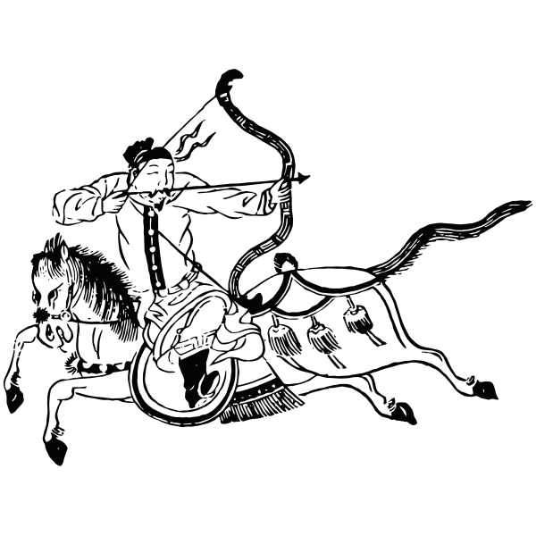 SVG Chinese archer with a horse vector clip art