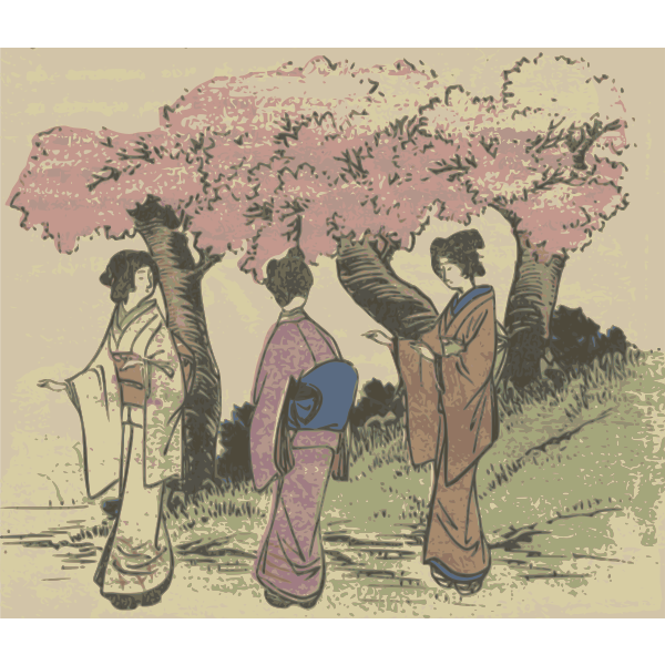SVG Chinese girls with cherries