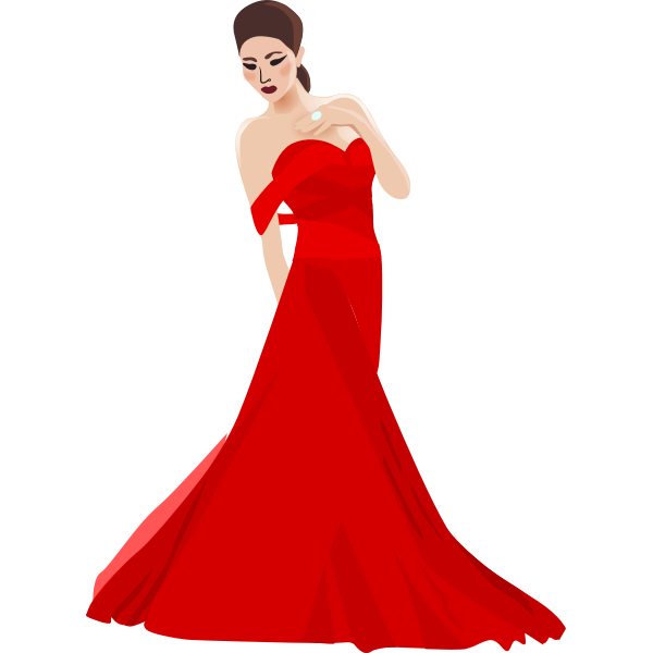 SVG Chinese woman in red dress vector image