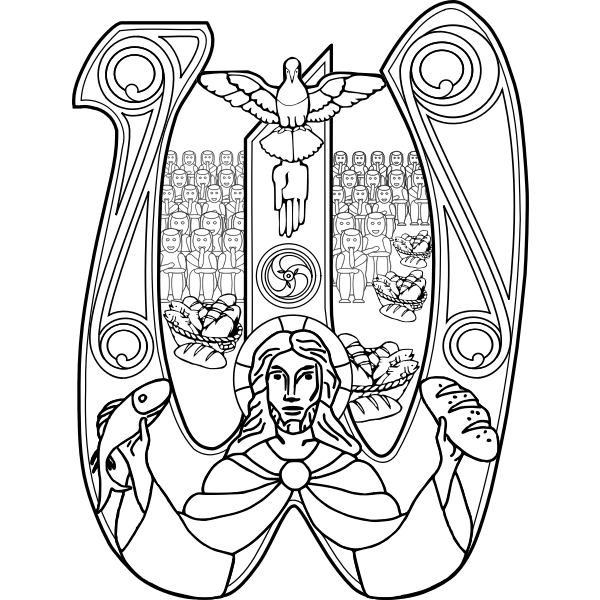 SVG Christ with a fish and bread symbol vector graphics