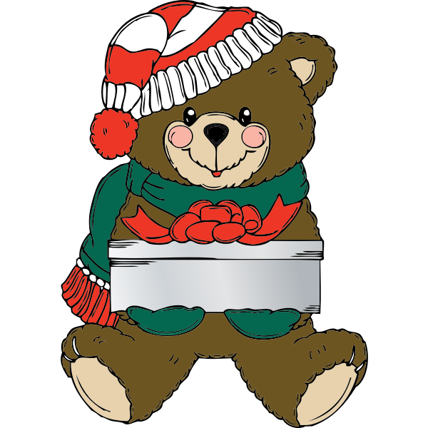 SVG Christmas Bear wih present