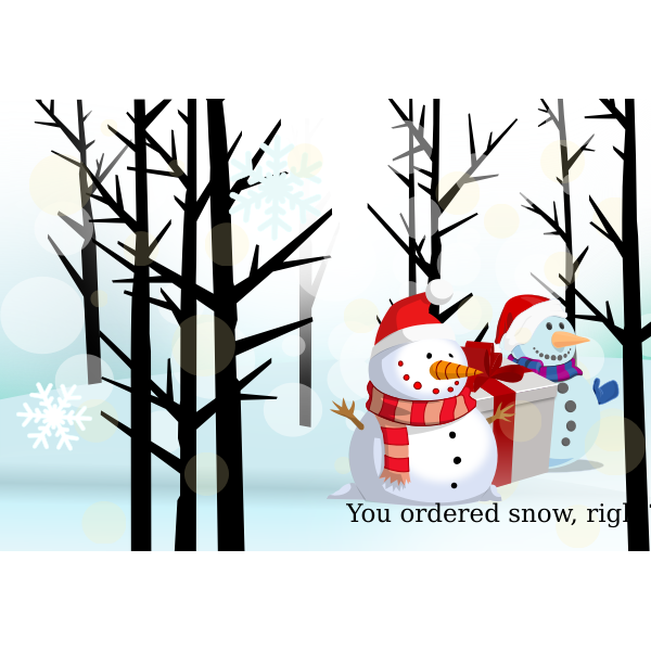 SVG Christmas card with snowman vector illustration