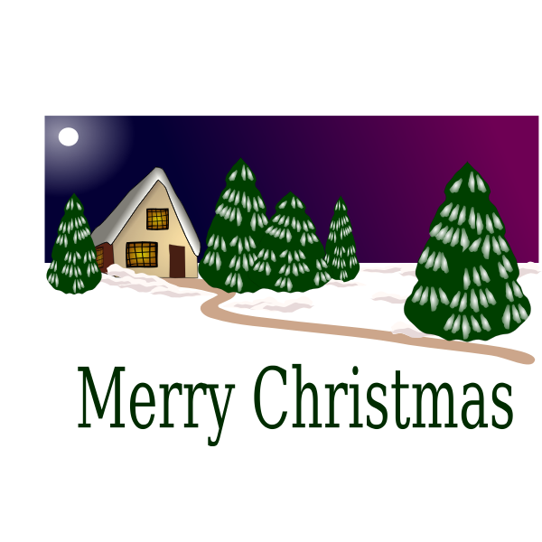 SVG Christmas card with winter scene vector drawing