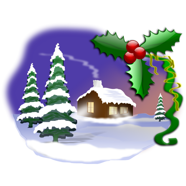 SVG Christmas landscape vector