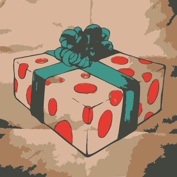 SVG Christmas present box with green ribbon vector image