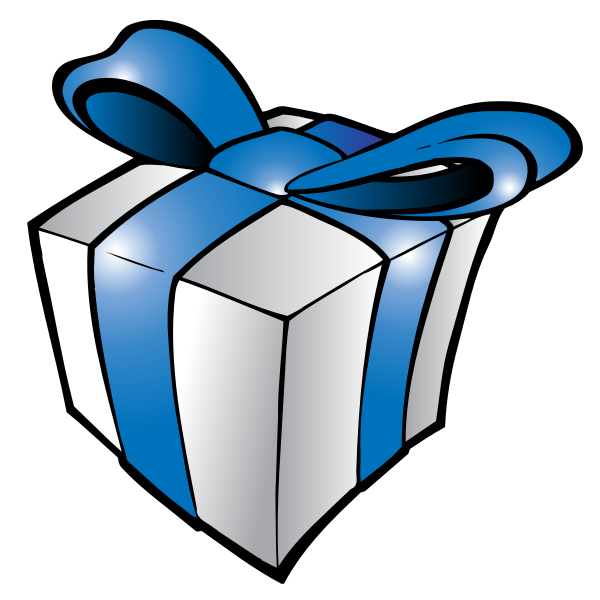 SVG Christmas present with blue ribbon vector illustration