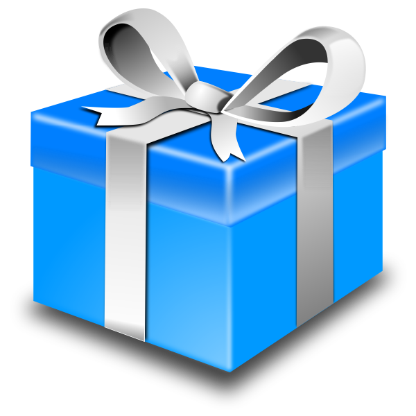 SVG Christmas present with silver ribbon vector illustration