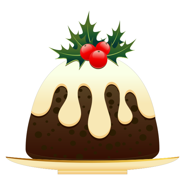 SVG Christmas pudding with mistletoe vector graphics