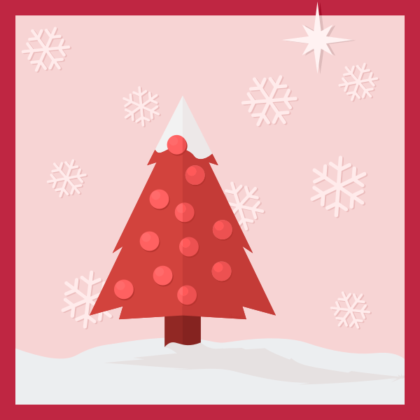 SVG Christmas tree in the snow greeting card vector clip art