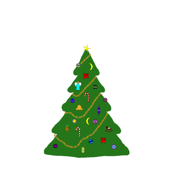 SVG Christmas tree with ornaments vector drawing