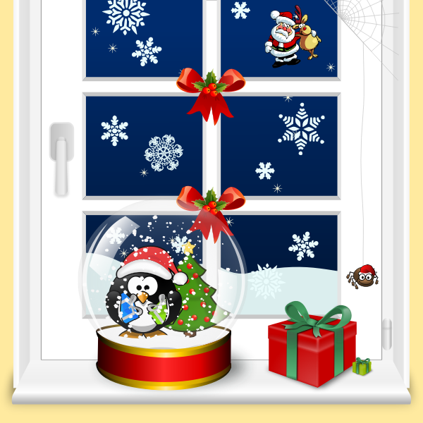 SVG Christmas window home scene vector graphics