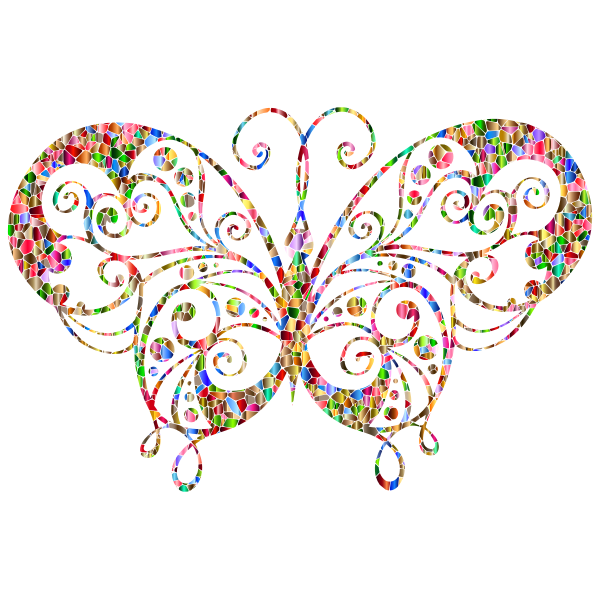 SVG Chromatic tiled flourish butterfly Silhouette