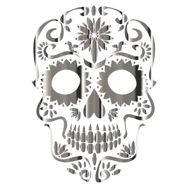 SVG Chrome Sugar Skull Silhouette No Background