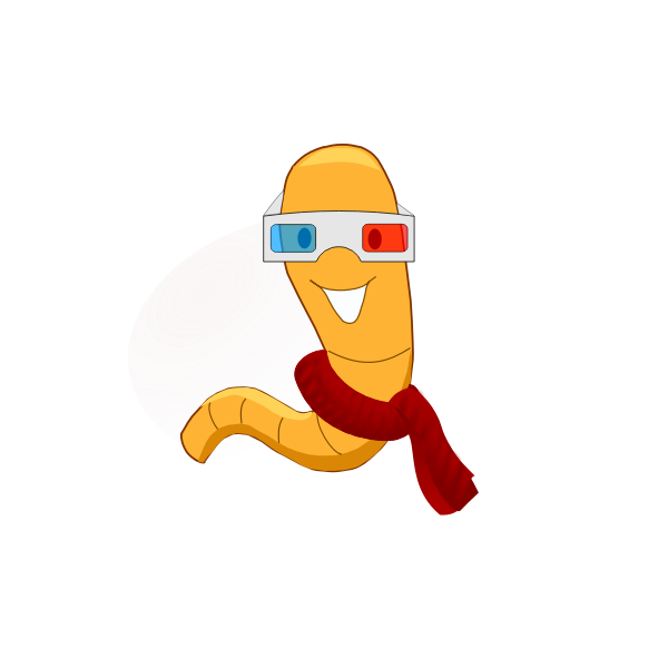 SVG Cinema Worm with 3D glasses vector graphics
