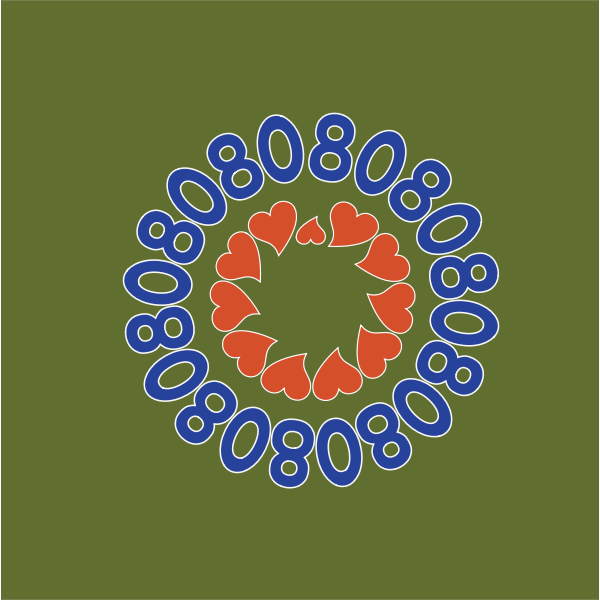 SVG circle of 80s and hearts