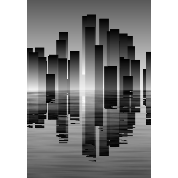 SVG City skyline reflection vector image