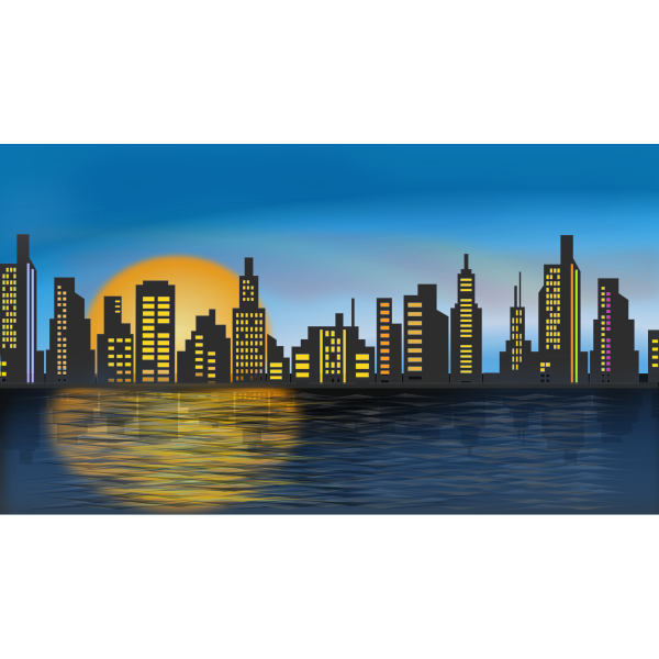SVG Cityscape at night