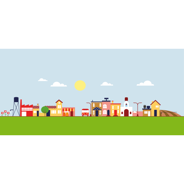 SVG Cityscape cartoon illustration