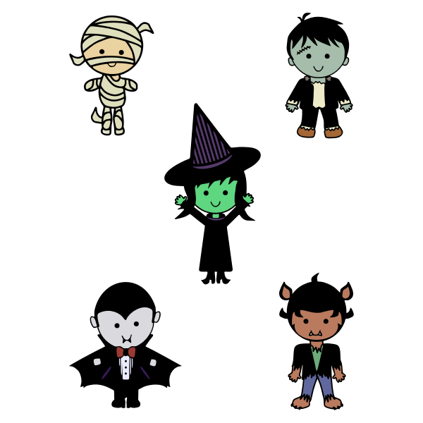 SVG Classic Halloween monsters image