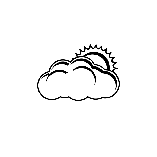 SVG Clip art of black and white cloudy with some sun day sign