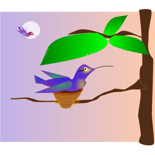 SVG Clip art of blue bird in a nest on a tree