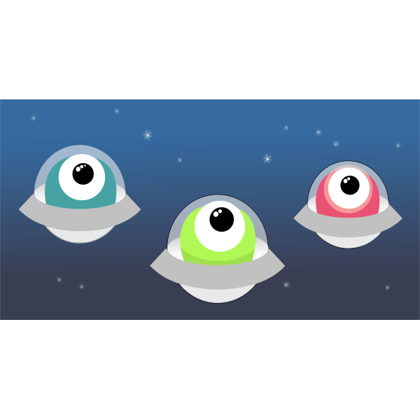 SVG Clip art of eye aliens flying in space