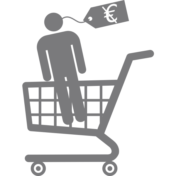 SVG Clip art of man in a shopping cart