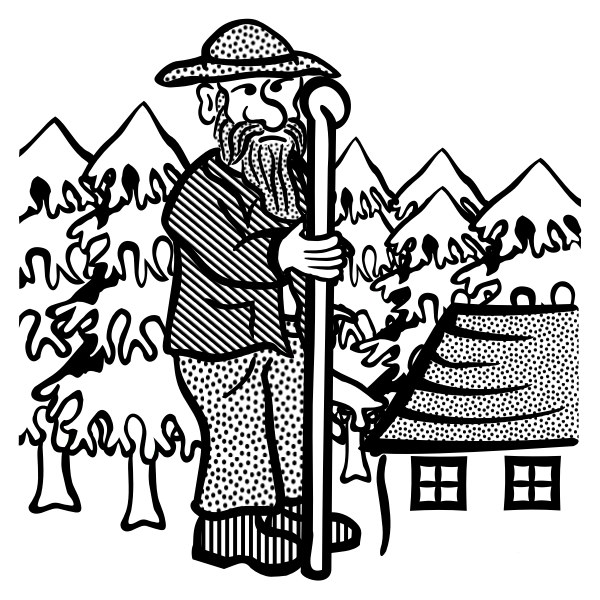SVG Clip art of old man with a shepherd039s stick