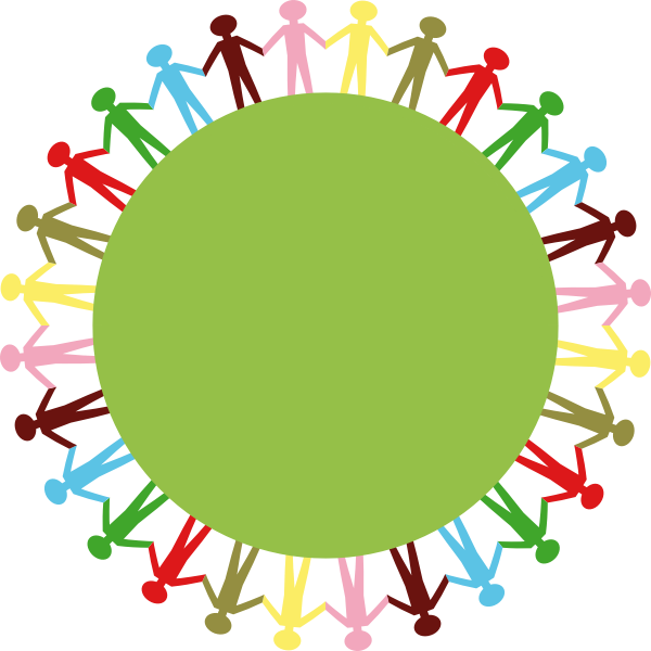 SVG Clip art of people holding hands around green circle