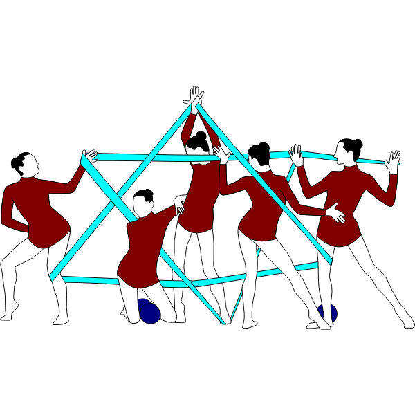 SVG Clip art of rhythmic gymnastics performers with ribbon