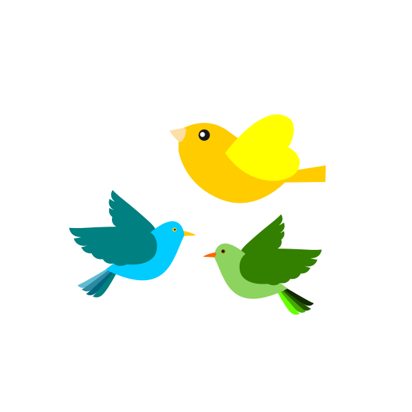 SVG Clip art of three different flying birds