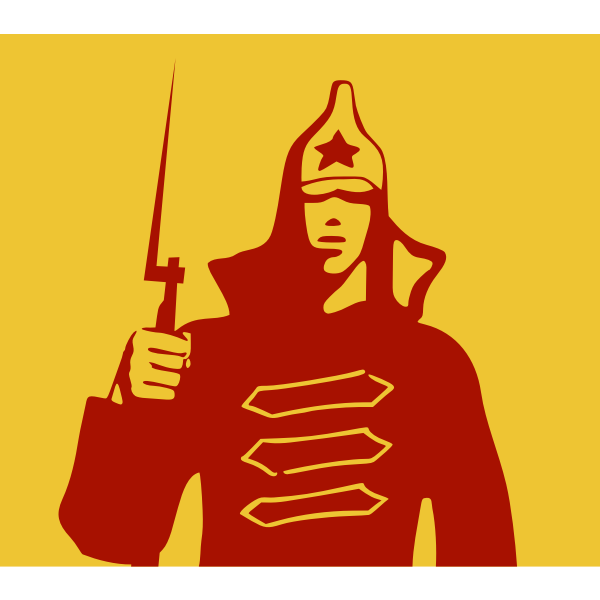 SVG Clip art of young Red Army soldier holding a bayonet