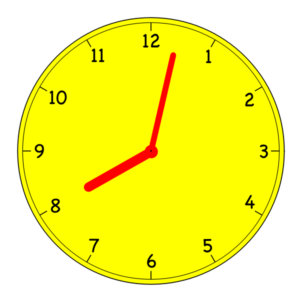 SVG clock just after 8