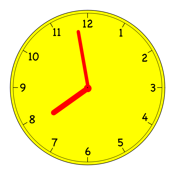 SVG clock just before 8