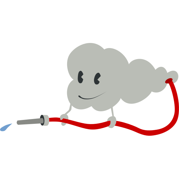 SVG Cloud watering with hose vector illustration