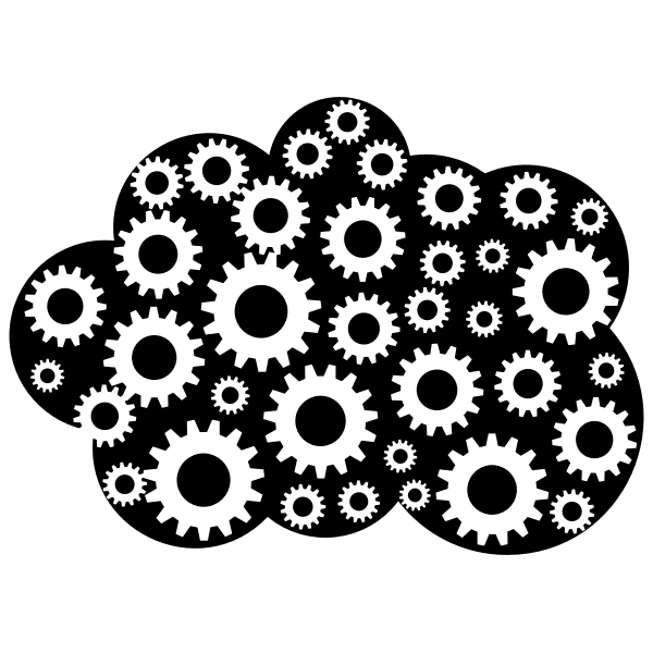 SVG Cloud with gears vector silhouette
