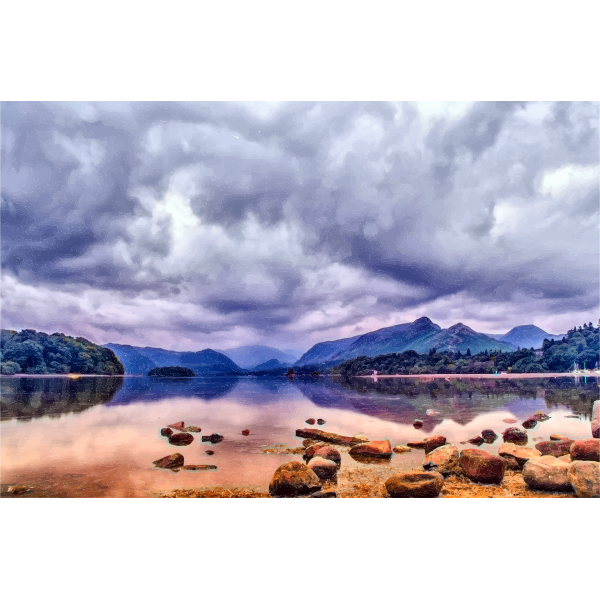 SVG Cloudy Lake Landscape