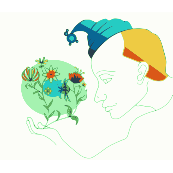 SVG Clown holding flowers in hand vector image